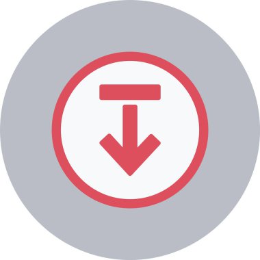 Aşağı Ok Düz Çember Simgesi