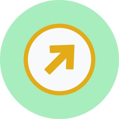 Yukarı Sağ Ok Düz Çember Simgesi