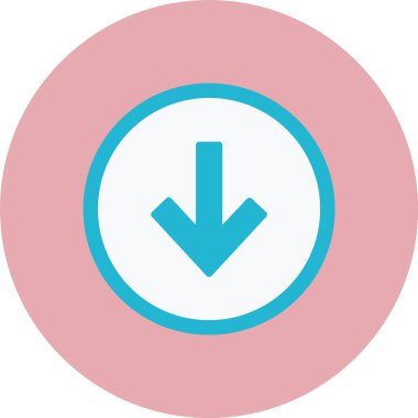 Aşağı Ok Düz Çember Simgesi