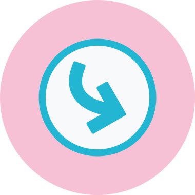 Aşağı Sağ Ok Düz Çember Simgesi