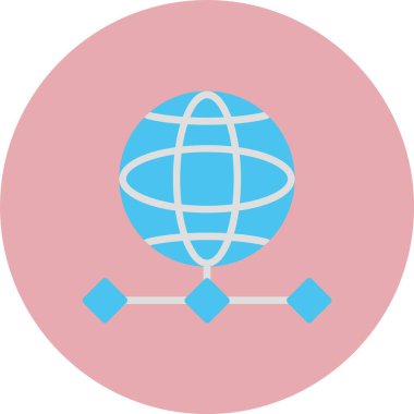 Dünya Izgara Düz Çember Simgesi