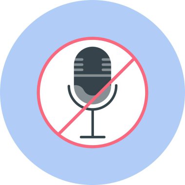 Mikrofon Dilsiz Düz Çember Simgesi