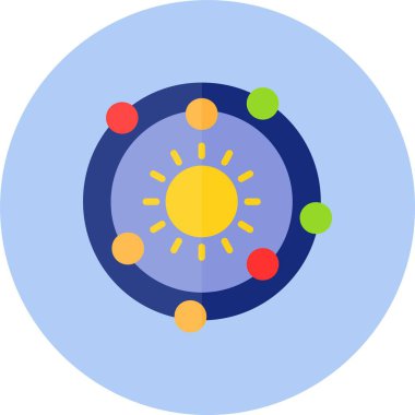Güneş Sistemi Düz Çember Simgesi