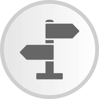 Yön İşareti Kabartması Gri Çember Simgesi