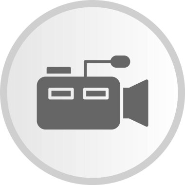 Video Kamera Kabartma Çemberi Gri Simgesi