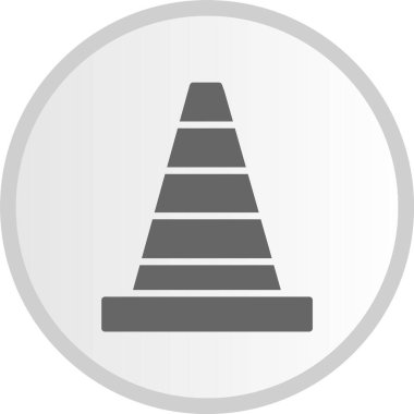 Trafik Konisi Kabartma Çemberi Gri Simgesi