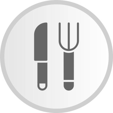 Yemek Utensilleri Kabartma Çemberi Gri Simgesi