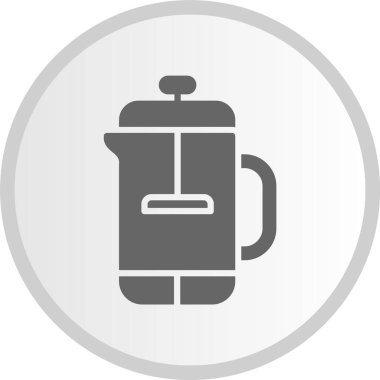 French Press Kabartma Çemberi Gri Simgesi