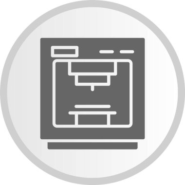 3d Yazıcı Kabartması Gri Çember Simgesi