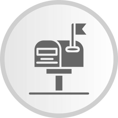 Posta Kutusu Gri Çember Simgesi