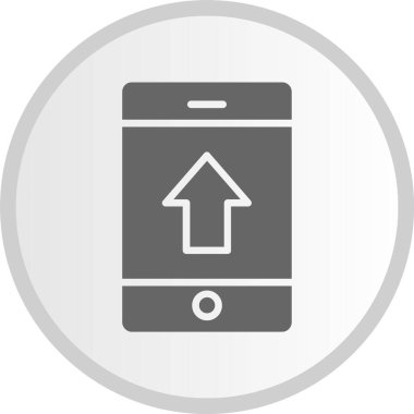 Yukarı Ok Kabartma Çemberi Gri Simgesi