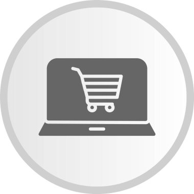 Çevrimiçi Alışveriş Kabartması Gri Çember Simgesi