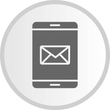 E- posta Kabartma Çemberi Gri Simgesi