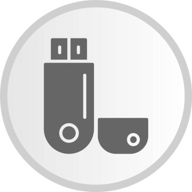 Pendrive Gri Çember Simgesi
