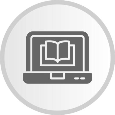 Dijital Kitap Vektör Çizgisi Kabartma Çemberi Gri Simgesi