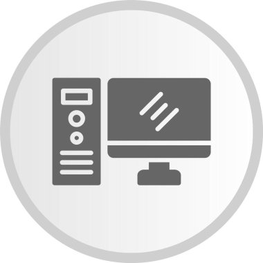 Masaüstü Bilgisayar Kabartması Gri Çember Simgesi