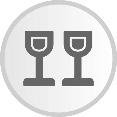 Şarap Camı Kabartma Çember Gri Simge