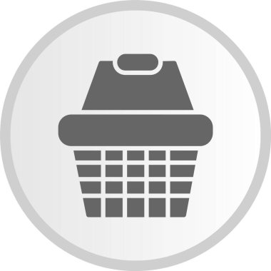 Alışveriş Sepeti Kabartma Çemberi Gri Simgesi