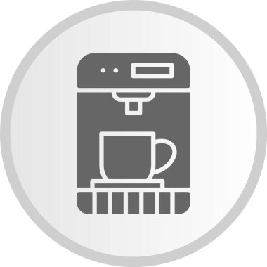 Kahve Makinası Kabartma Çemberi Gri Simgesi