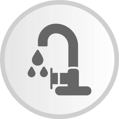 Su Musluğu Kabartması Gri Çember Simgesi