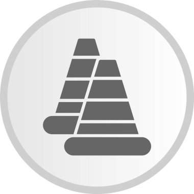 Trafik Konisi Kabartma Çemberi Gri Simgesi
