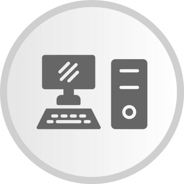 Kişisel Bilgisayar Kabartması Gri Çember Simgesi
