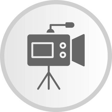 Video Kamera Kabartma Çemberi Gri Simgesi