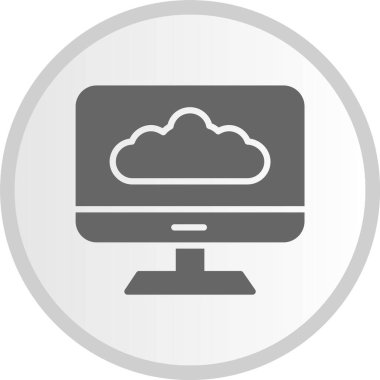 Bulut Hesaplama Kabartması Gri Çember Simgesi