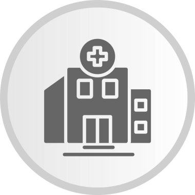 Hastane Binası Gri Çember Simgesi