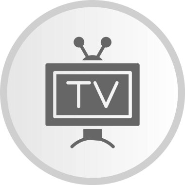 Televizyon Kabartması Gri Çember Simgesi