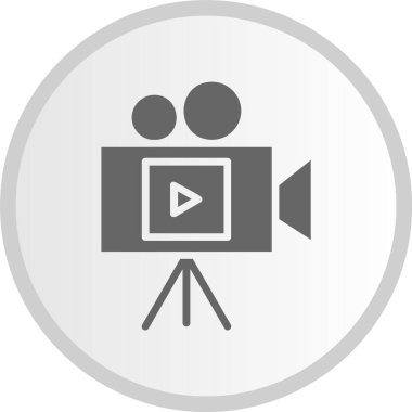 Video Kamera Kabartma Çemberi Gri Simgesi