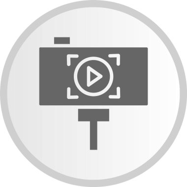 Selfie Çubuğu Kabartma Çemberi Gri Simgesi