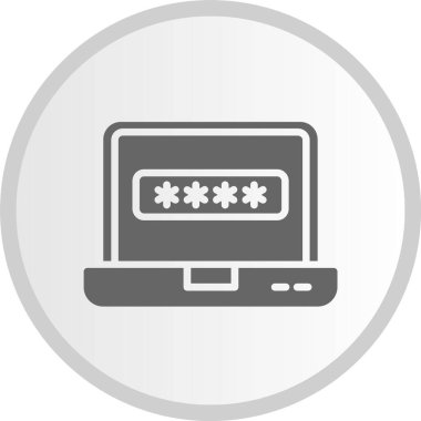 Parola Vektör Satırı Kabartma Çemberi Gri Simgesi