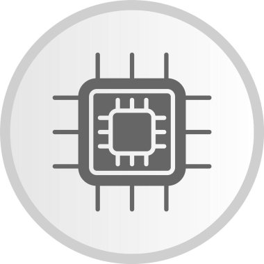 İşlemci Kabartması Gri Çember Simgesi