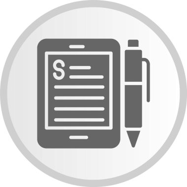 İçerik Yazan Kabartma Çemberi Gri Simgesi