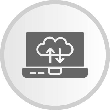 Bulut Hesaplama Kabartması Gri Çember Simgesi