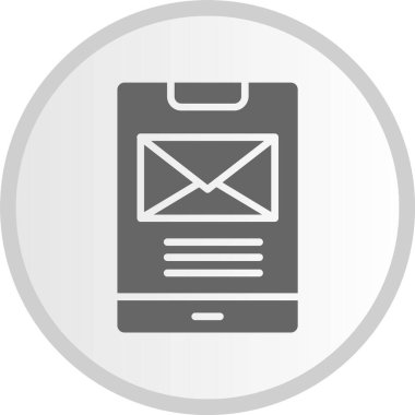 E- posta Kabartma Çemberi Gri Simgesi