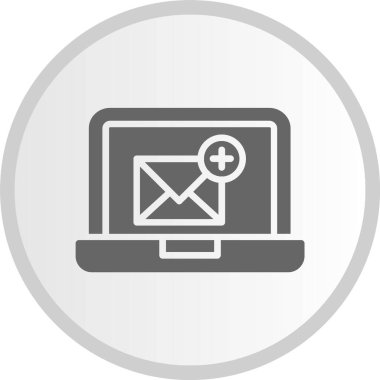 E- posta Kabartma Çemberi Gri Simgesi