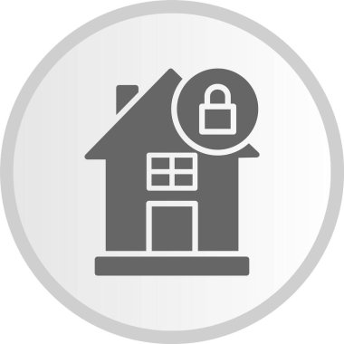 Ev Kilitli Gri Çember Simgesi
