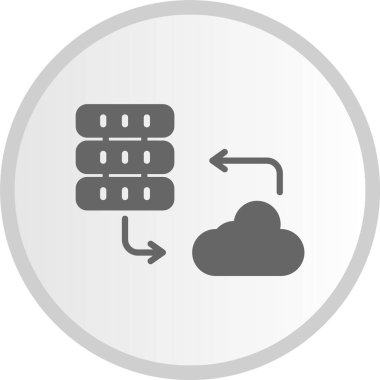 Bulut Sunucusu Kabartması Gri Çember Simgesi