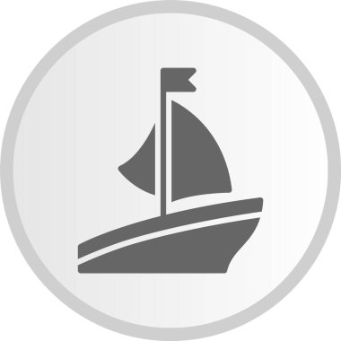 Gemi Kabartması Gri Çember Simgesi