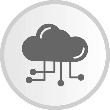 Bulut Hesaplama Kabartması Gri Çember Simgesi
