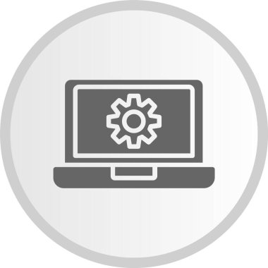 Laptop Gri Çember Simgesi