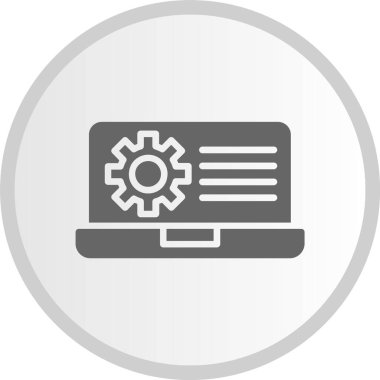 Laptop Gri Çember Simgesi