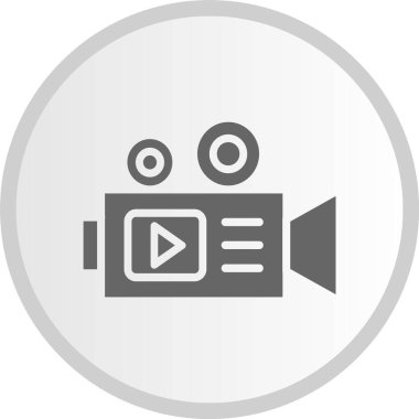 Video Kamera Kabartma Çemberi Gri Simgesi