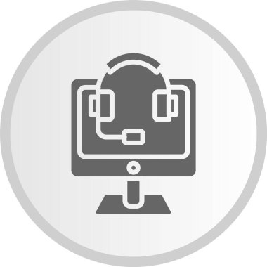 Müşteri Hizmetleri Kabartması Gri Çember Simgesi