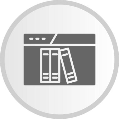 Kütüphane Kabartması Gri Çember Simgesi