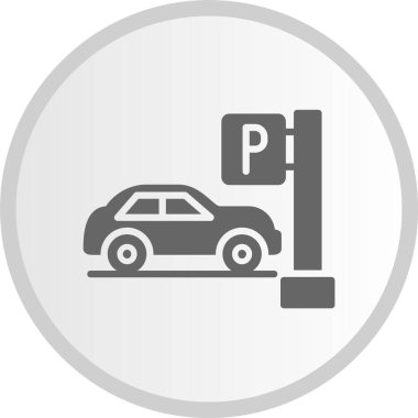 Otopark Sembolü Gri Çember Simgesi