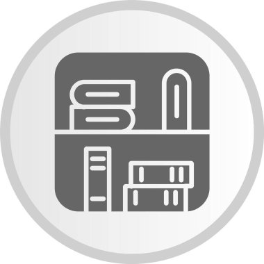 Kütüphane Kabartması Gri Çember Simgesi