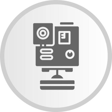 Video Kamera Gopro Kabartma Çemberi Gri Simgesi